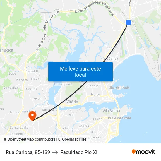 Rua Carioca, 85-139 to Faculdade Pio XII map