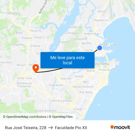 Rua José Teixeira, 228 to Faculdade Pio XII map