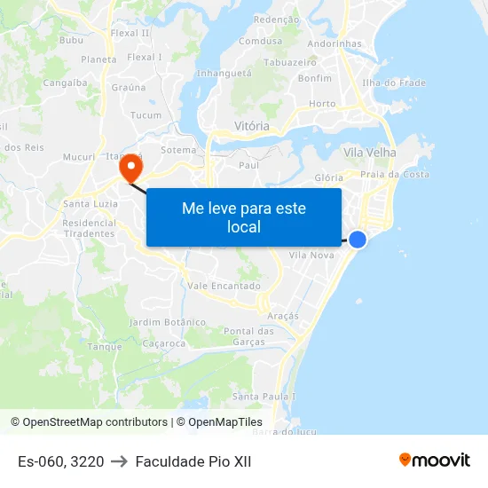 Es-060, 3220 to Faculdade Pio XII map