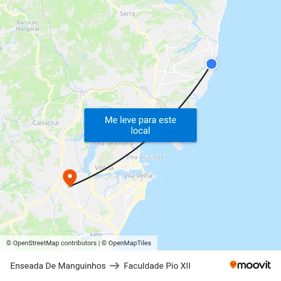 Enseada De Manguinhos to Faculdade Pio XII map