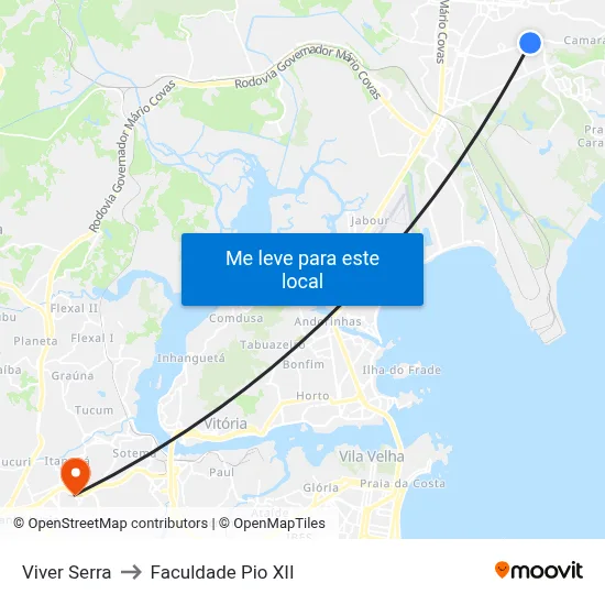 Viver Serra to Faculdade Pio XII map