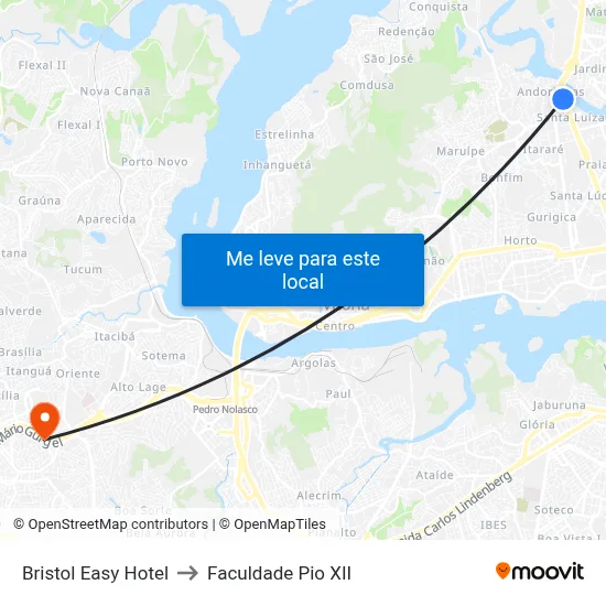 Bristol Easy Hotel to Faculdade Pio XII map