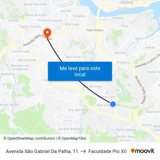 Avenida São Gabriel Da Palha, 11 to Faculdade Pio XII map