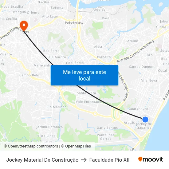 Jockey Material De Construção to Faculdade Pio XII map