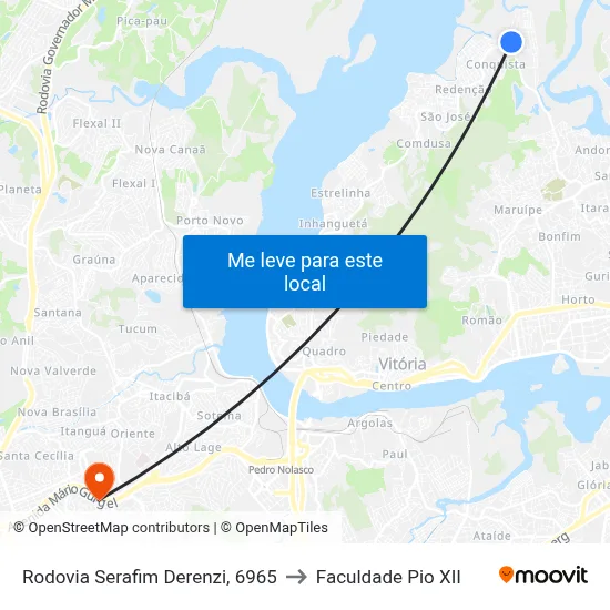 Rodovia Serafim Derenzi, 6965 to Faculdade Pio XII map