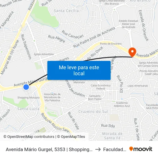 Avenida Mário Gurgel, 5353 | Shopping Moxuara - São Francisco to Faculdade Pio XII map