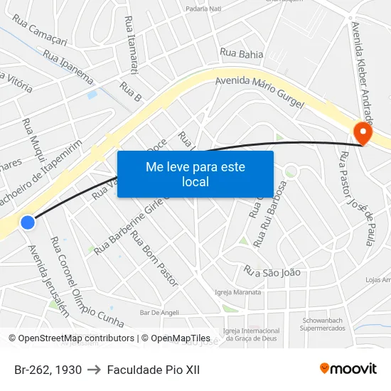 Br-262, 1930 to Faculdade Pio XII map