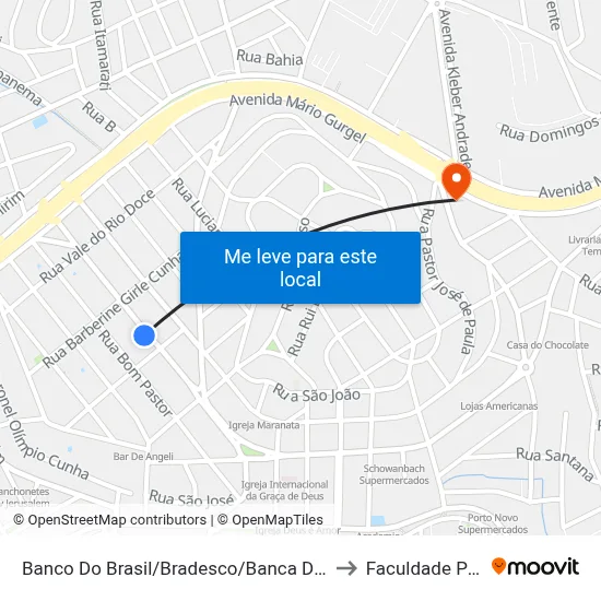 Banco Do Brasil/Bradesco/Banca Do Toninho to Faculdade Pio XII map