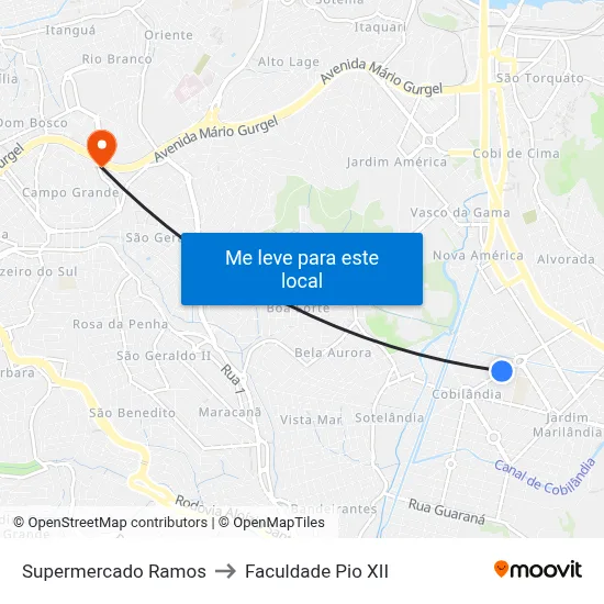 Supermercado Ramos to Faculdade Pio XII map