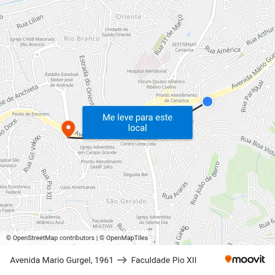 Avenida Mario Gurgel, 1961 to Faculdade Pio XII map