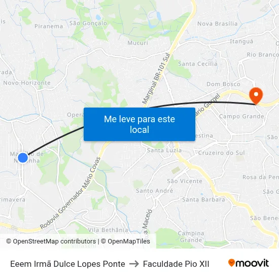 Eeem Irmã Dulce Lopes Ponte to Faculdade Pio XII map