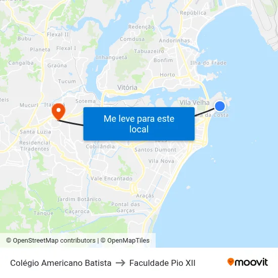 Colégio Americano Batista to Faculdade Pio XII map