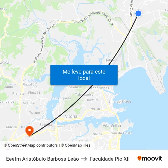 Eeefm Aristóbulo Barbosa Leão to Faculdade Pio XII map