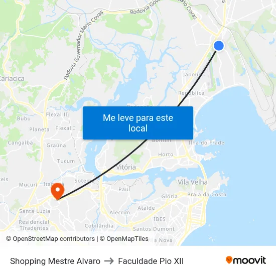 Shopping Mestre Alvaro to Faculdade Pio XII map