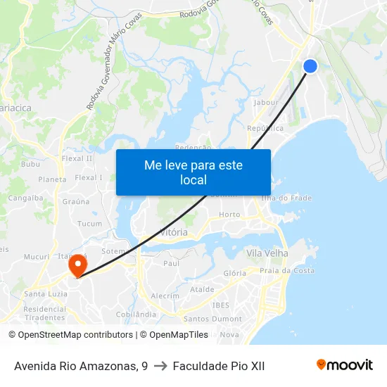 Avenida Rio Amazonas, 9 to Faculdade Pio XII map