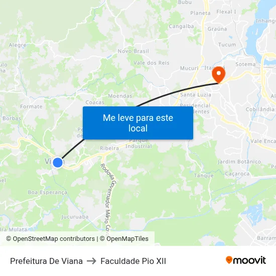 Prefeitura De Viana to Faculdade Pio XII map