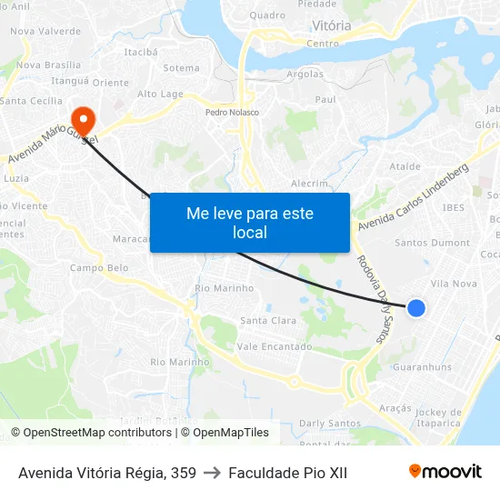 Avenida Vitória Régia, 359 to Faculdade Pio XII map