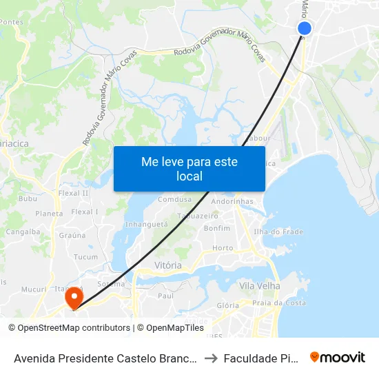 Avenida Presidente Castelo Branco, 443 to Faculdade Pio XII map