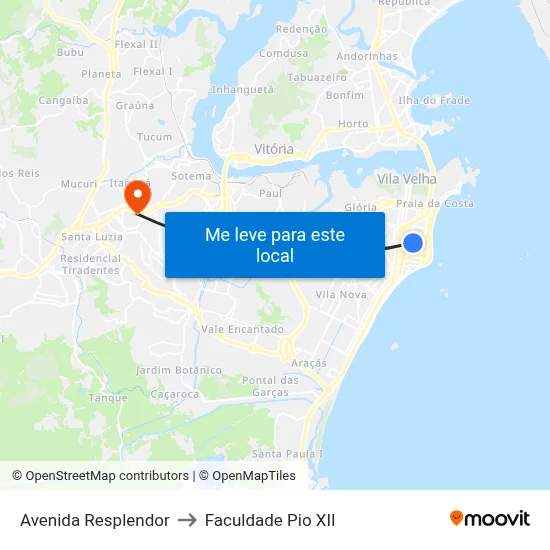 Avenida Resplendor to Faculdade Pio XII map