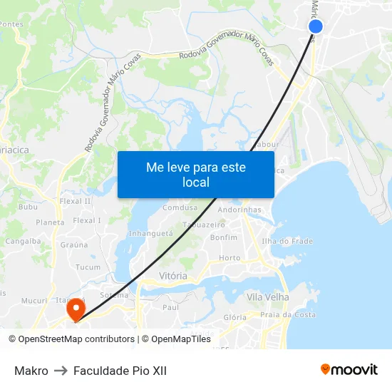 Makro to Faculdade Pio XII map