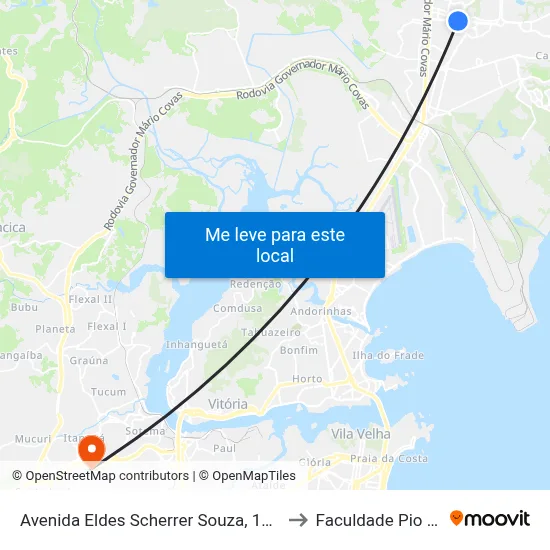 Avenida Eldes Scherrer Souza, 1501 to Faculdade Pio XII map