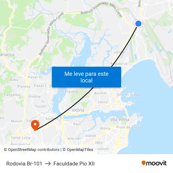 Rodovia Br-101 to Faculdade Pio XII map
