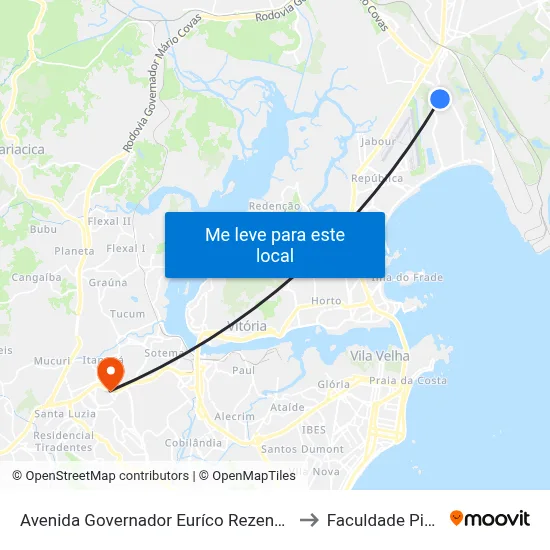 Avenida Governador Euríco Rezende, 261 to Faculdade Pio XII map