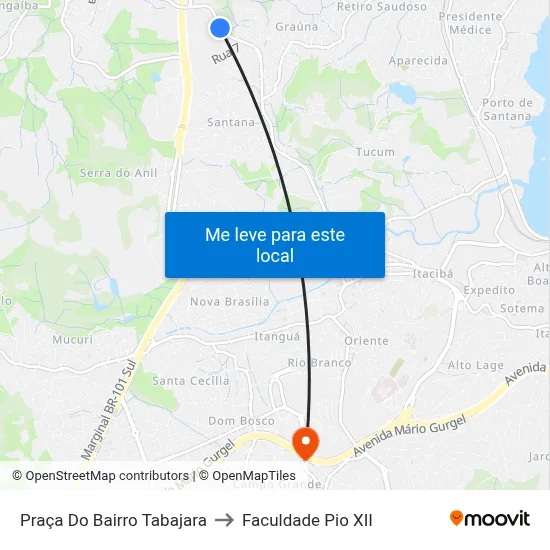 Praça Do Bairro Tabajara to Faculdade Pio XII map