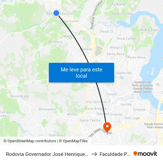 Rodovia Governador José Henrique Sette, 314 to Faculdade Pio XII map