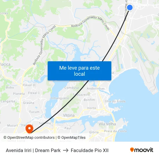 Avenida Iriri | Dream Park to Faculdade Pio XII map