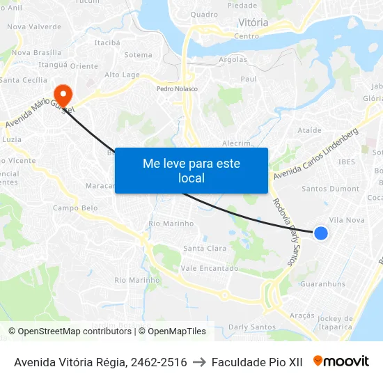 Avenida Vitória Régia, 2462-2516 to Faculdade Pio XII map