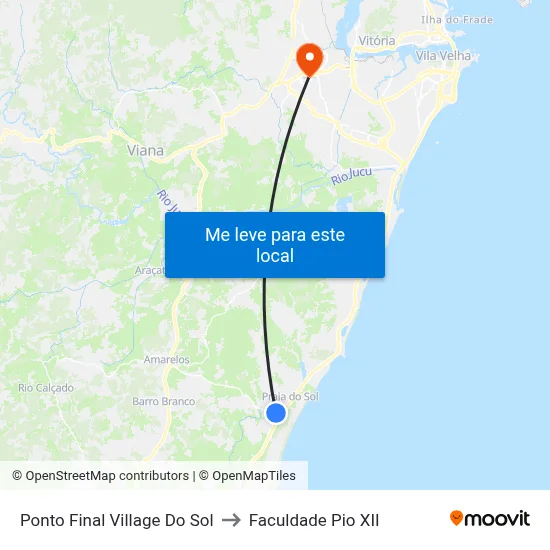Ponto Final Village Do Sol to Faculdade Pio XII map