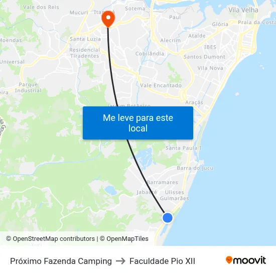 Próximo Fazenda Camping to Faculdade Pio XII map