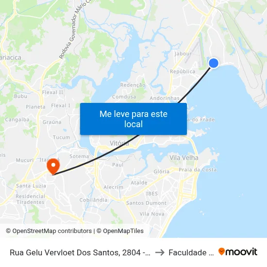 Rua Gelu Vervloet Dos Santos, 2804 - Jardim Camburi to Faculdade Pio XII map