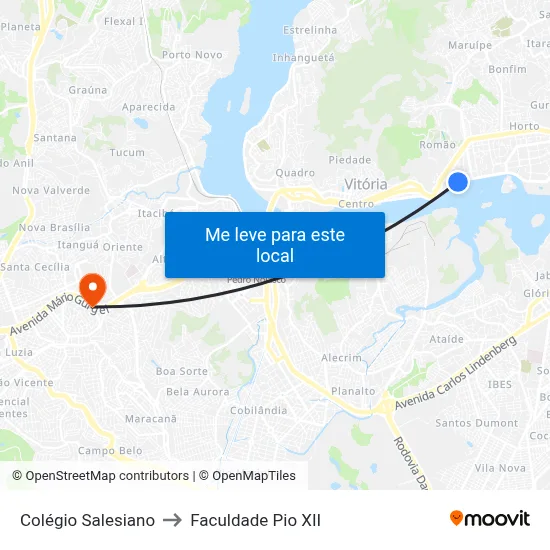 Colégio Salesiano to Faculdade Pio XII map