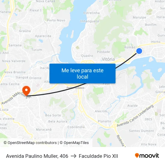 Avenida Paulino Muller, 406 to Faculdade Pio XII map