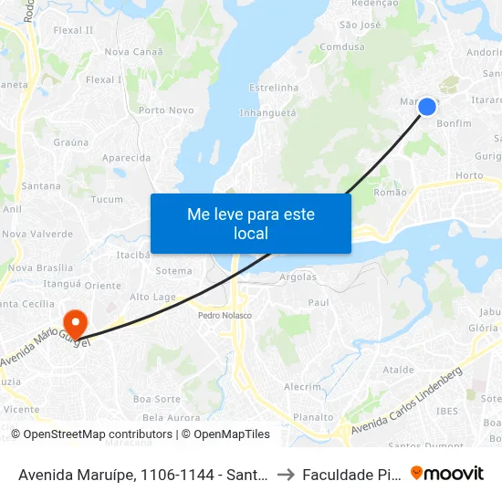 Avenida Maruípe, 1106-1144 - Santa Cecília to Faculdade Pio XII map