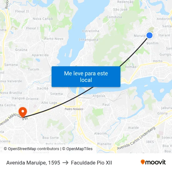 Avenida Maruípe, 1595 to Faculdade Pio XII map