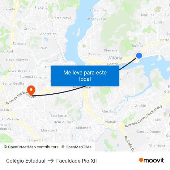 Colégio Estadual to Faculdade Pio XII map