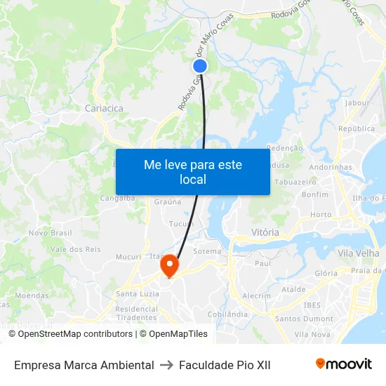 Empresa Marca Ambiental to Faculdade Pio XII map