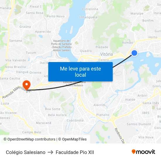 Colégio Salesiano to Faculdade Pio XII map