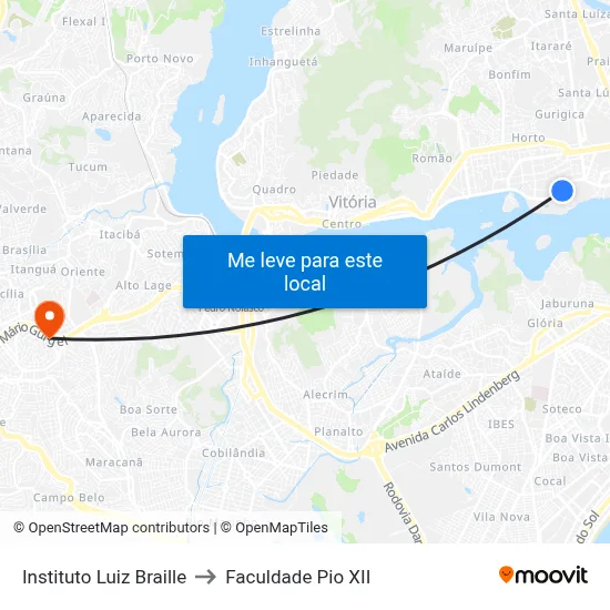 Instituto Luiz Braille to Faculdade Pio XII map