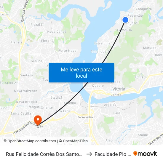 Rua Felicidade Corrêa Dos Santos, 80 to Faculdade Pio XII map