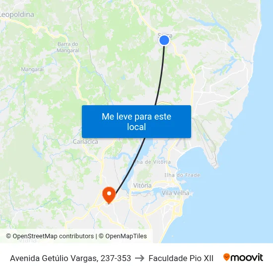 Avenida Getúlio Vargas, 237-353 to Faculdade Pio XII map