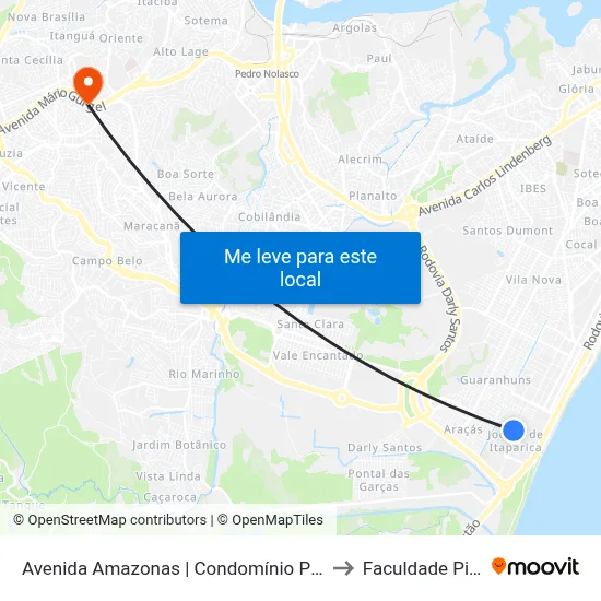 Avenida Amazonas | Condomínio Praia Sol I to Faculdade Pio XII map