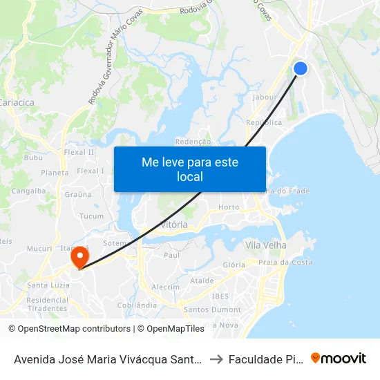 Avenida José Maria Vivácqua Santos, 1250 to Faculdade Pio XII map