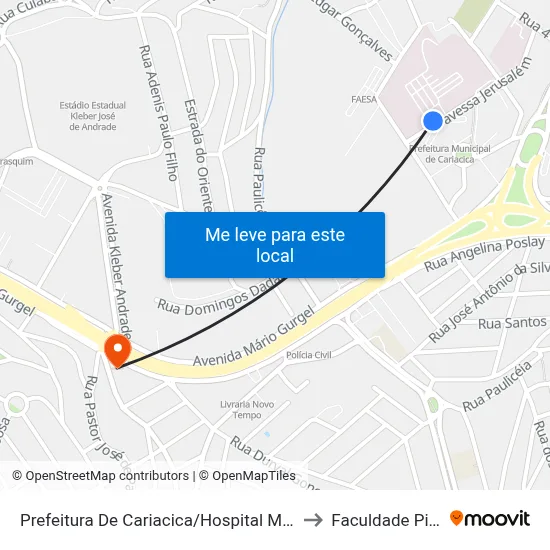 Prefeitura De Cariacica/Hospital Meridional to Faculdade Pio XII map