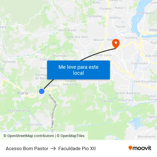 Acesso Bom Pastor to Faculdade Pio XII map