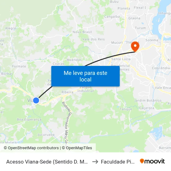 Acesso Viana-Sede (Sentido D. Martins) to Faculdade Pio XII map