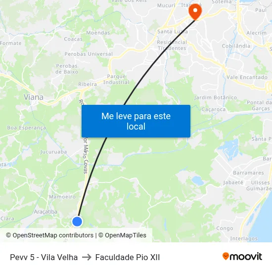 Pevv 5 - Vila Velha to Faculdade Pio XII map